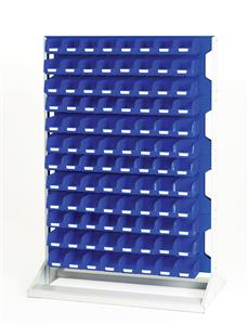 Bott Louvre 1450mm high Static Rack c/w192 Blue Plastic Bins Bott Static Verso Louvre Racks | Freestanding Panel Racks | Small Parts Storage 16917220.11V 